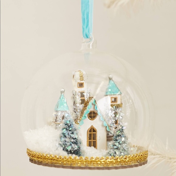 Anthropologie Other - 🎄 Castle Snow Globe Glass Ornament Holiday Christmas Anthropologie